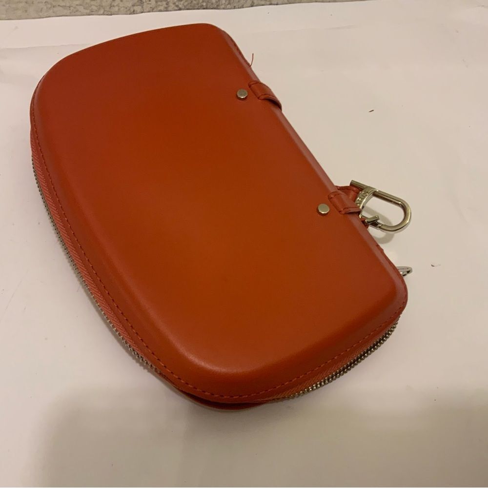 New Perrin mini orange metallic leather clutch/wristlet NWOT - Picture 7 of 8